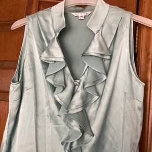 Beautiful aqua silk St. John sleeveless shirt